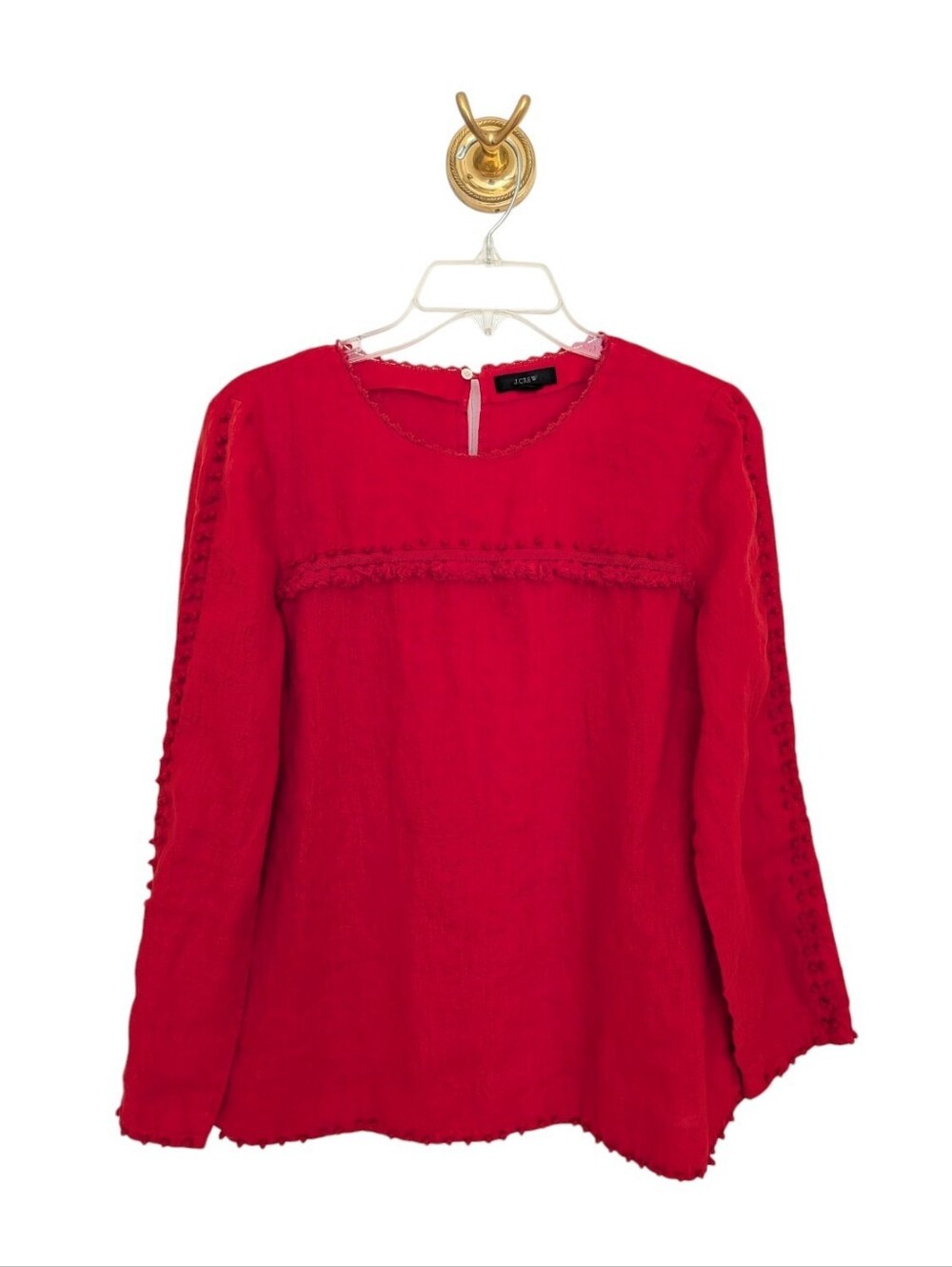J Crew 100% Red Linen Tunic Top
